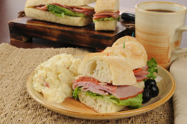 Denizaltı sandviç patates salatası ile — Stok fotoğraf