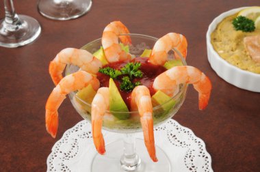 Shrimp cocktail with avocado clipart