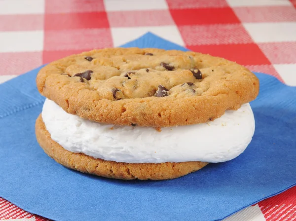 Room gevulde chocolade chip cookie sandwich — Stockfoto