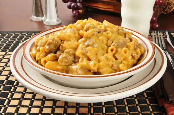 Macaroni, cheese and beef — Stock Photo, Image