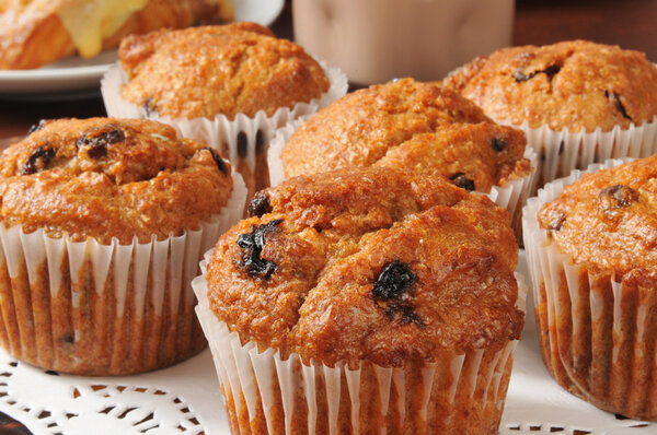 Bran muffins closeup