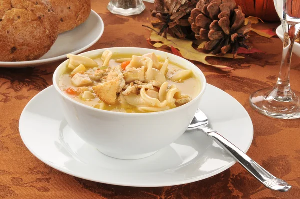 Turkey noodle soup — Stock Photo, Image
