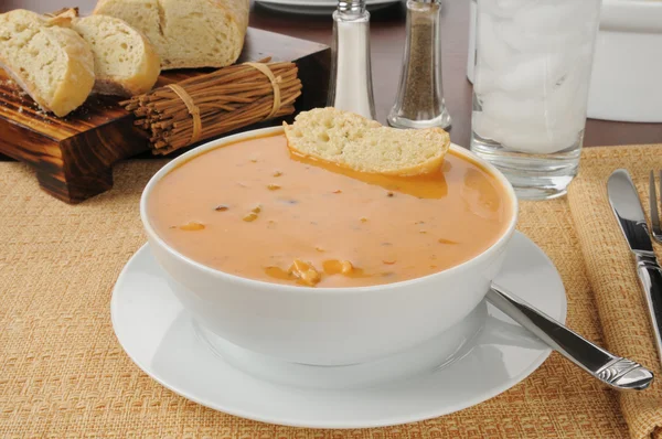 Creamy chicken gouda bisque — Stock Photo, Image