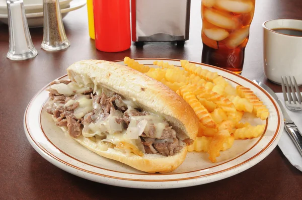 Philadelphia cheese steak sandwich — Stock Photo, Image