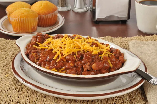 Chili con carne peynir ile — Stok fotoğraf