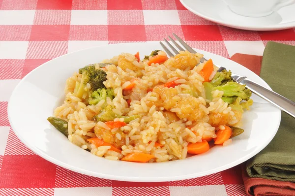 Bourbon flavored chicken with rice — Stock Photo, Image