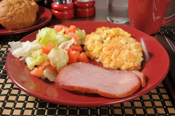 Ham and potatos — Stock Photo, Image