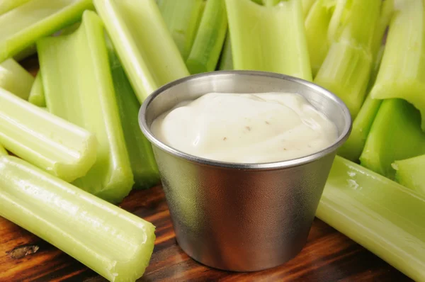 Celery and Ranch Dressing — Stok Foto