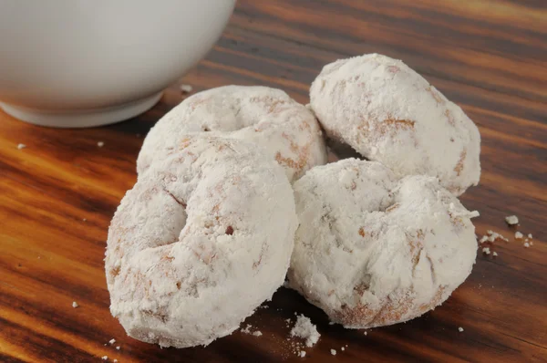 Powdered sugar cake donuts — Stock Photo, Image