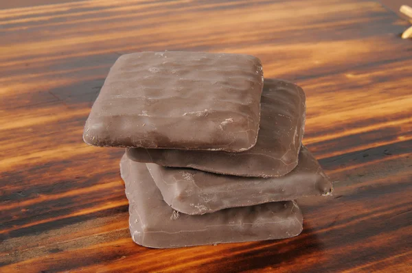 Stack of chocolate mint cookies — Stock Photo, Image