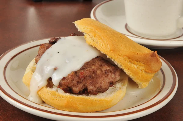 Sausage and biscuits with gravy — Stock Photo, Image