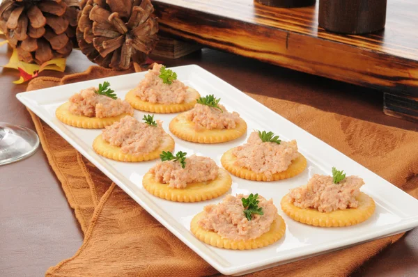 Deviled ham canapes — Stock Photo, Image