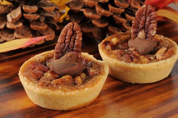 Gourmet pecan pie dessert tarts — Stock Photo, Image