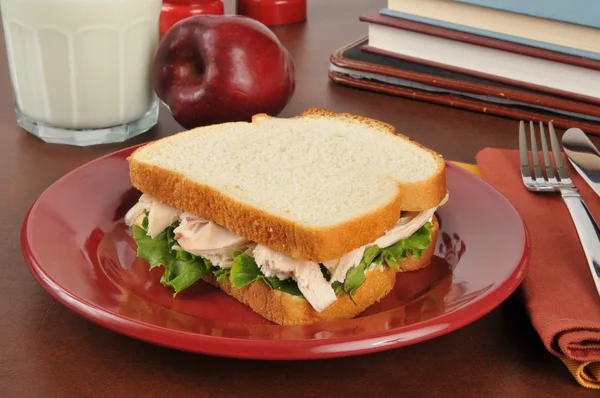 Chicken sandwich as an after school snack — Stock Photo, Image