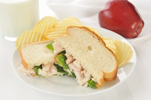 Chicken sandwich with an apple — Stock Photo, Image