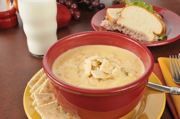 Soup and sandwich — Stock Photo, Image