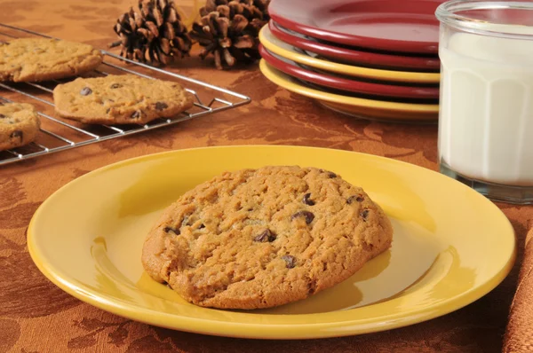 Chocolade chip cookies en melk — Stockfoto