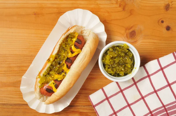 Hot dog with relish — Stock Photo, Image