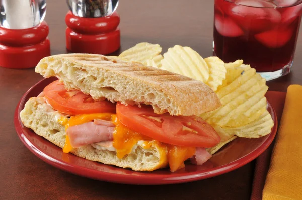 Ham and cheese panini — Stock Photo, Image