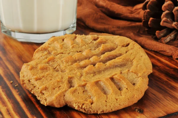 Peanut butter cookies and milk — Stock Photo, Image