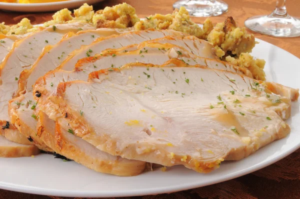 Platter of sliced turkey — Stock Photo, Image