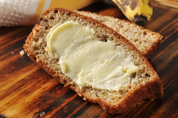 Pão de banana com manteiga — Fotografia de Stock