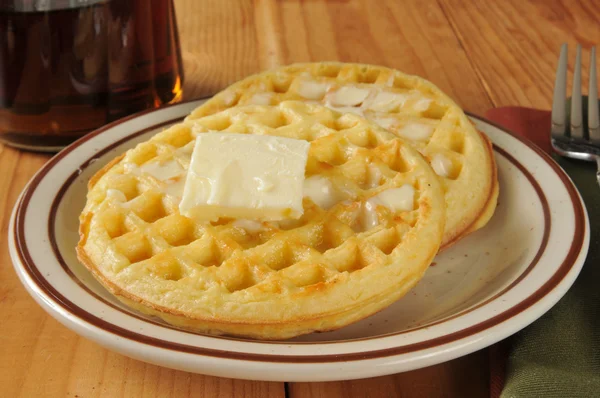 Waffles with butter — Stock Photo, Image