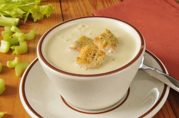 Crema caliente de sopa de apio — Foto de Stock