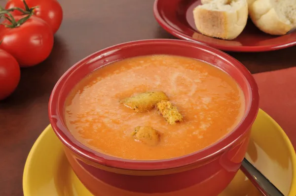 Sopa de tomate cremoso — Fotografia de Stock