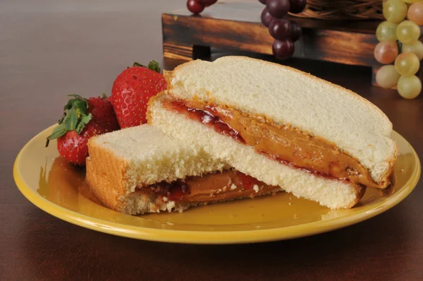 Peanut butter and jam sandwich — Stock Photo, Image