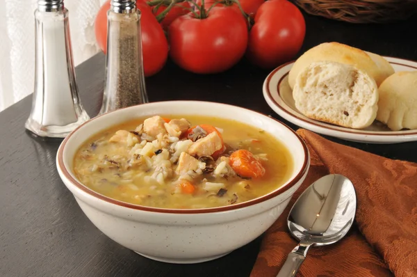 Chicken and wild rice soup — Stock Photo, Image
