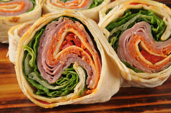 Italian wrap sandwich closeup