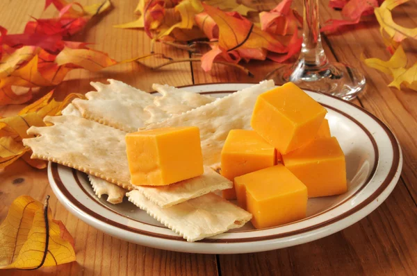 Сир з плоскими крекерами — стокове фото