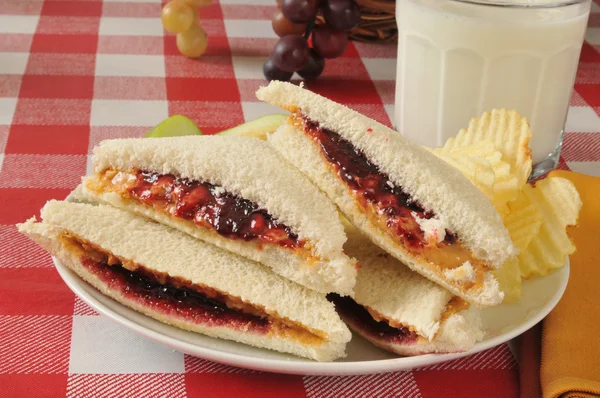 Peanut butter and jelly sandwich — Stock Photo, Image