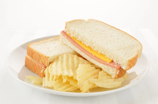 Bologna and cheese sandwich — Stock Photo, Image