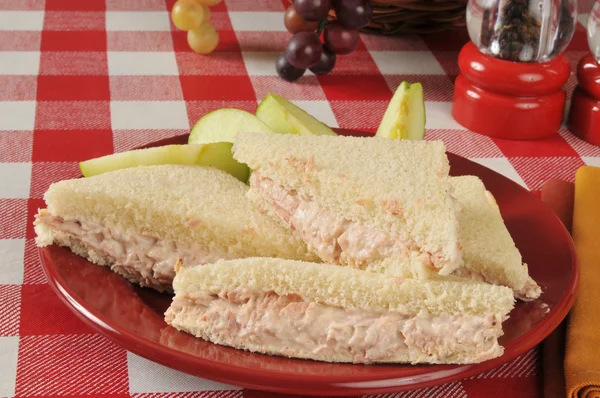 Tuna sandwich with sliced apple — Stock Photo, Image