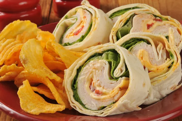 Turkey wrap sandwich close up — Stock Photo, Image