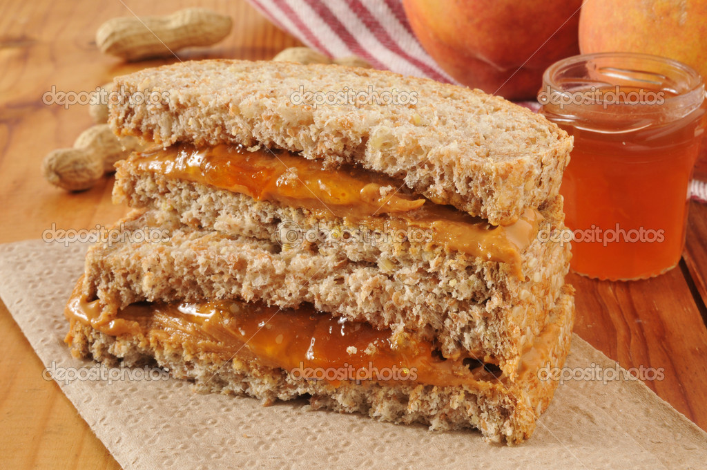 Peanut butter and jam sandwich — Stock Photo © MSPhotographic 43459889