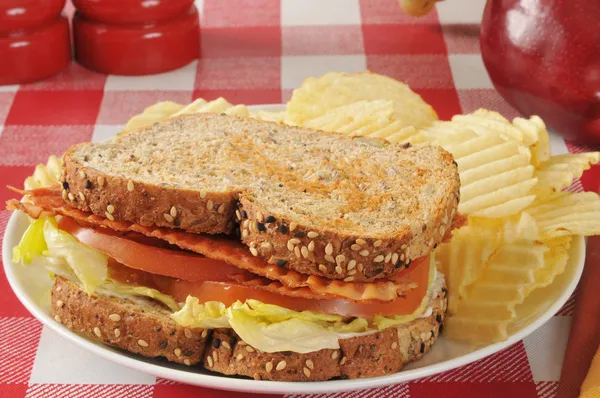 Bacon Sla tomaat sandwich — Stockfoto