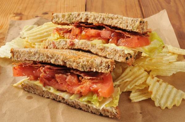 Bacon lettuce tomato sandwich — Stock Photo, Image