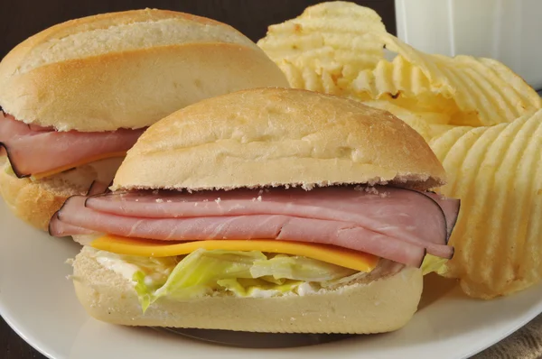 Ham sandwich closeup — Stock Photo, Image