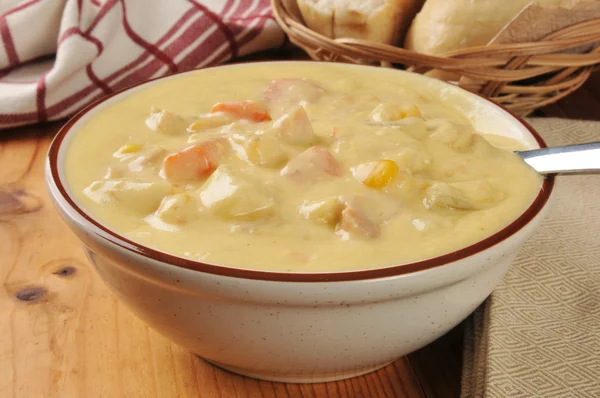 Kuřecí kukuřičná polévka — Stock fotografie