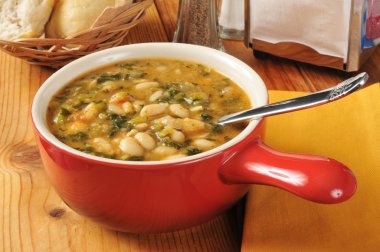 Kale and white bean soup clipart