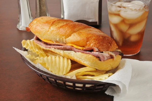 Roast beef submarine sandwich — Stock Photo, Image