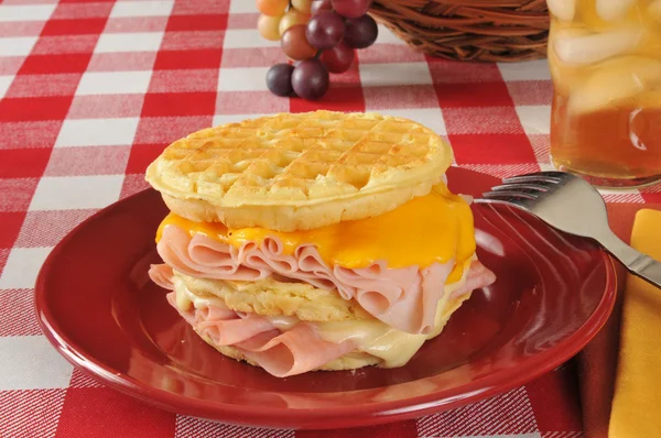 Sándwich de Monte Christo en un waffle — Foto de Stock