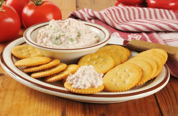 Crackers en ham salade — Stockfoto