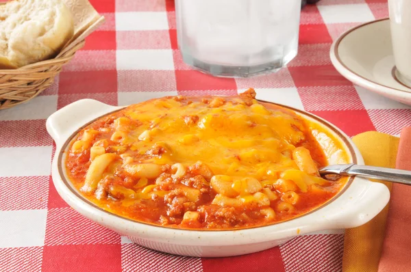 Mac and beef with tomato sauce — Stock Photo, Image