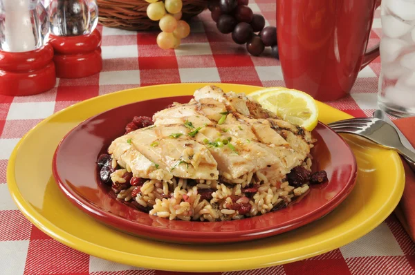 Grilled chicken and rice — Stock Photo, Image