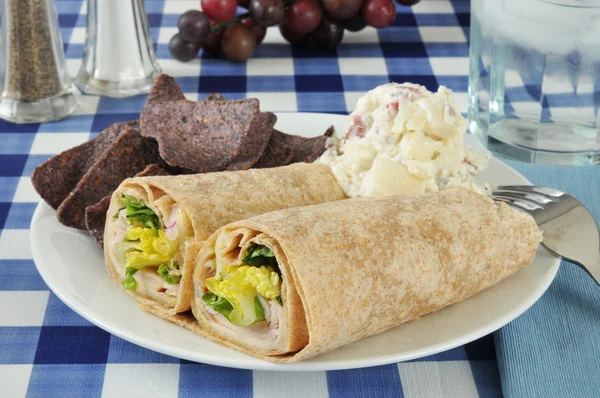 Turkey wrap sandwiches — Stock Photo, Image