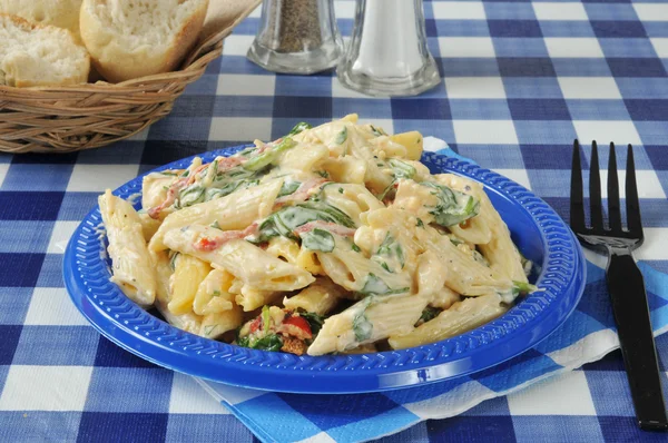 Smoked mozzarella pasta salad — Stock Photo, Image